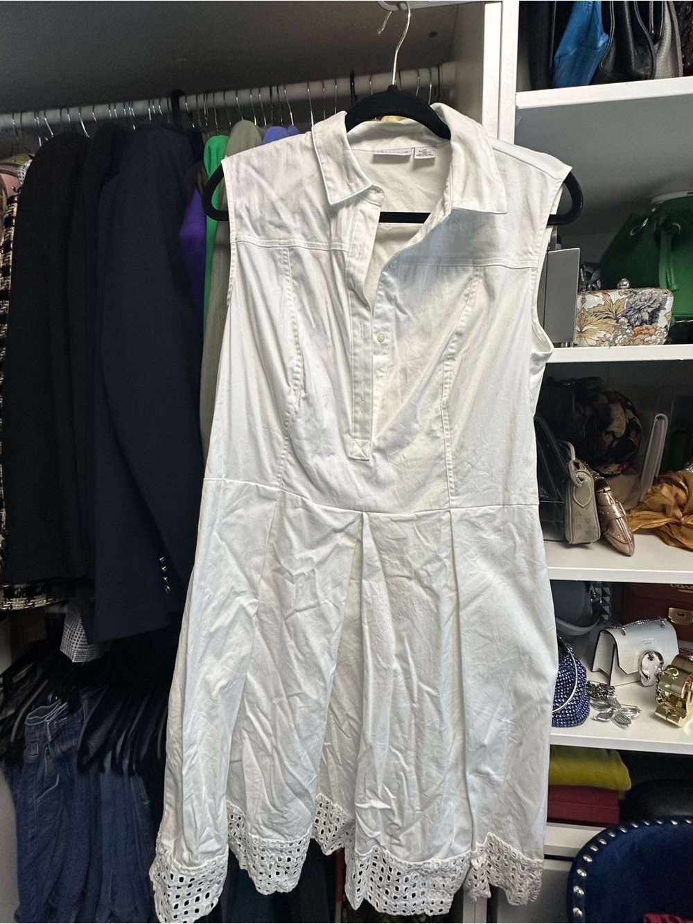 Liz Claiborne White Midi Dress with Eyelet Hem